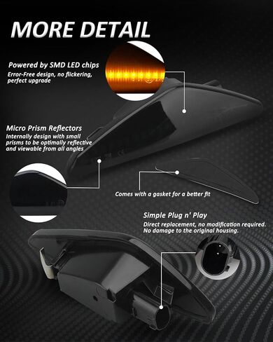 Bestview LED Front Fender Side Marker Lights Compatible with BMW E70 X5 E71 X6 F25 X3 2007-2015, Driver & Passenger Side, White Lamp Smoked Lens in Saudi Arabia