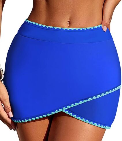 ZAFUL Women's Swim Skirt High Waisted Whip Stitch Bikini Bottoms Tummy Control Bathing Suit Bottom in Saudi Arabia