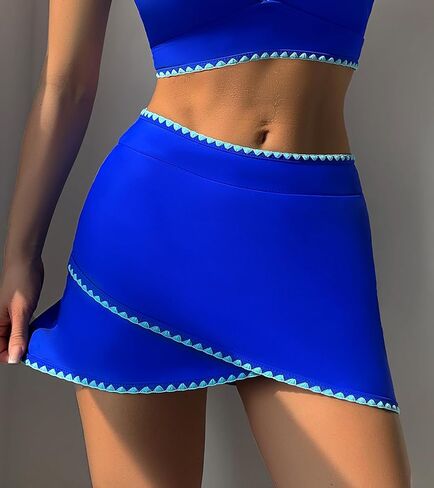 ZAFUL Women's Swim Skirt High Waisted Whip Stitch Bikini Bottoms Tummy Control Bathing Suit Bottom in Saudi Arabia