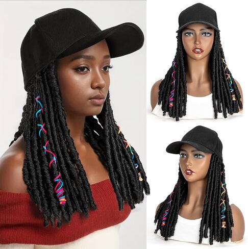 HAT HAT Generic Hat للنساء - قبعة مع الشعر تحول مظهرك مع هذا القبعة القبعة بالسكن - مثالي لقبعات البيسبول وأكثر! (جديلة أسود) ، 6 بوصات in Saudi Arabia