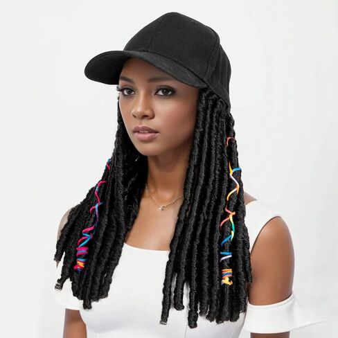 HAT HAT Generic Hat للنساء - قبعة مع الشعر تحول مظهرك مع هذا القبعة القبعة بالسكن - مثالي لقبعات البيسبول وأكثر! (جديلة أسود) ، 6 بوصات in Saudi Arabia