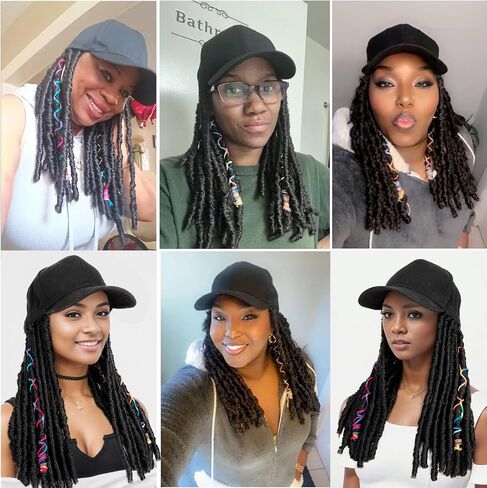 HAT HAT Generic Hat للنساء - قبعة مع الشعر تحول مظهرك مع هذا القبعة القبعة بالسكن - مثالي لقبعات البيسبول وأكثر! (جديلة أسود) ، 6 بوصات in Saudi Arabia