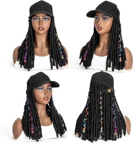 HAT HAT Generic Hat للنساء - قبعة مع الشعر تحول مظهرك مع هذا القبعة القبعة بالسكن - مثالي لقبعات البيسبول وأكثر! (جديلة أسود) ، 6 بوصات in Saudi Arabia