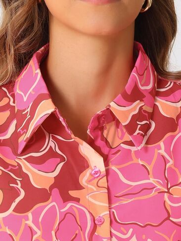 Allegra K Women's Button Down Floral Print Shirt Puff Long Sleeve Fashion Casual Chiffon Blouse Top in Saudi Arabia