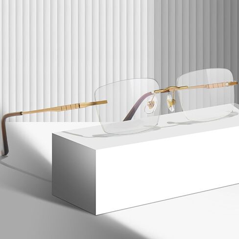 Titanium Rimless Glasses Frame for Men Rectangle Optical Frameless Eyeglasses Frame Lightweight Eyewear YJ2356 in Saudi Arabia