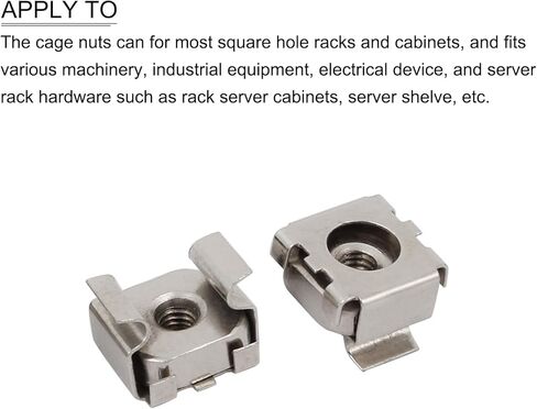 صواميل قفص معدنية (M5x13mm) 20 قطعة، أقفاص الأجهزة ذات الفتحات المربعة المطلية بالزنك من الفولاذ الكربوني - لرفوف خزانة رف الخادم، لون نحاسي in Kuwait