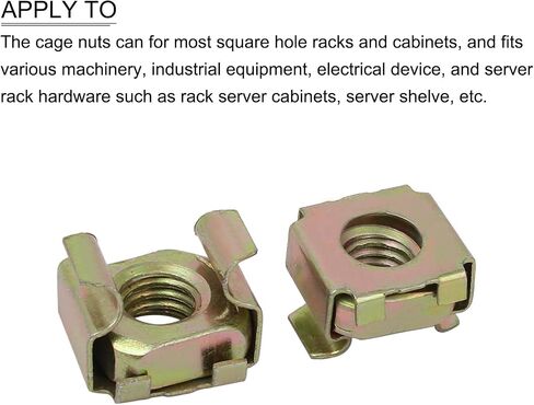 METALLIXITY Cage Nuts (M5x13mm) 20Pcs, Carbon Steel Zinc Plated Rack Mount Square Hole Hardware Cages - for Server Rack Cabinet Shelve, Brass Tone in Kuwait