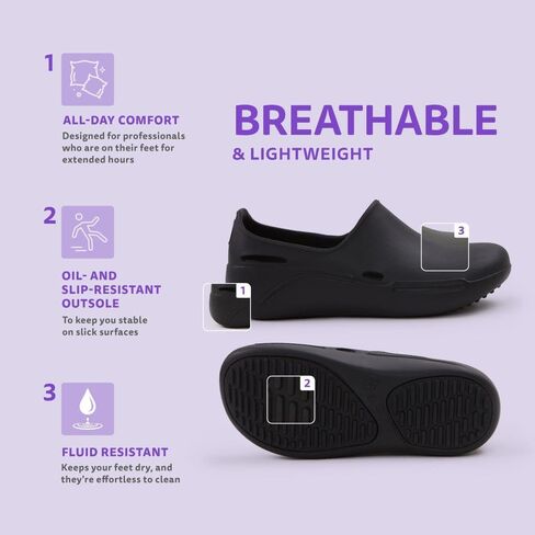 Anywear Streak Step-in Nurse Shoes for Women and Men, Oil- and Slip-Resistant EVA Kitchen Shoes, Work Shoes, 9, Black in Saudi Arabia