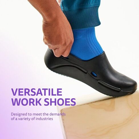 Anywear Streak Step-in Nurse Shoes for Women and Men, Oil- and Slip-Resistant EVA Kitchen Shoes, Work Shoes, 9, Black in Saudi Arabia