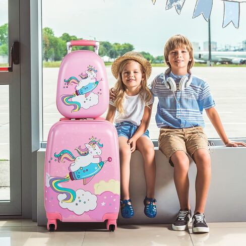 HONEY JOY Kids Luggage, 12" Toddler Backpack & 16" Travel Suitcase with Wheels, Lightweight Toddler Girls Suitcase, Durable ABS Hardshell, 2Pcs Carry On Luggage Set for Boys Girls(Car) in Saudi Arabia