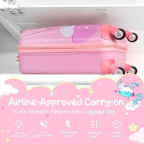 HONEY JOY Kids Luggage, 12" Toddler Backpack & 16" Travel Suitcase with Wheels, Lightweight Toddler Girls Suitcase, Durable ABS Hardshell, 2Pcs Carry On Luggage Set for Boys Girls(Car) in Saudi Arabia