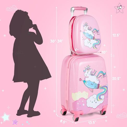 HONEY JOY Kids Luggage, 12" Toddler Backpack & 16" Travel Suitcase with Wheels, Lightweight Toddler Girls Suitcase, Durable ABS Hardshell, 2Pcs Carry On Luggage Set for Boys Girls(Car) in Saudi Arabia