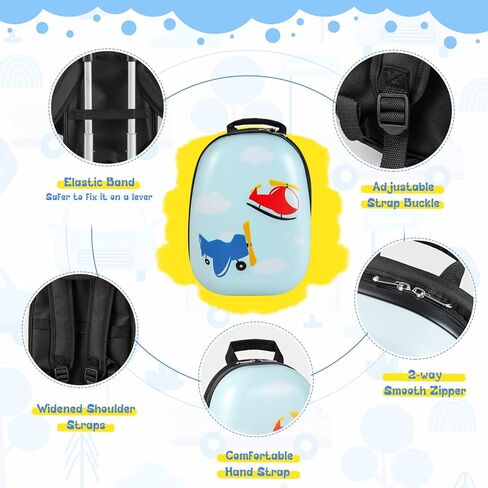 HONEY JOY Kids Luggage, 12" Toddler Backpack & 16" Travel Suitcase with Wheels, Lightweight Toddler Girls Suitcase, Durable ABS Hardshell, 2Pcs Carry On Luggage Set for Boys Girls(Car) in Kuwait