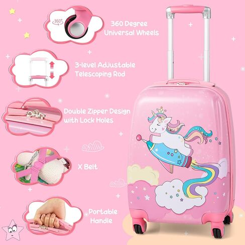HONEY JOY Kids Luggage, 12" Toddler Backpack & 16" Travel Suitcase with Wheels, Lightweight Toddler Girls Suitcase, Durable ABS Hardshell, 2Pcs Carry On Luggage Set for Boys Girls(Car) in Saudi Arabia
