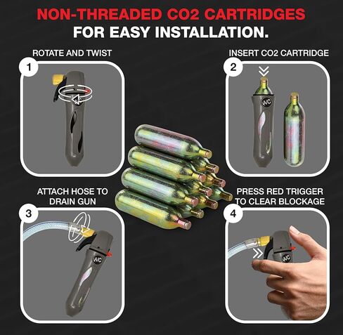 خراطيش ثاني أكسيد الكربون سعة 16 جرامًا غير مترابطة - لمنظف خط تيار متردد جالو استنزاف 30 عبوة in Kuwait