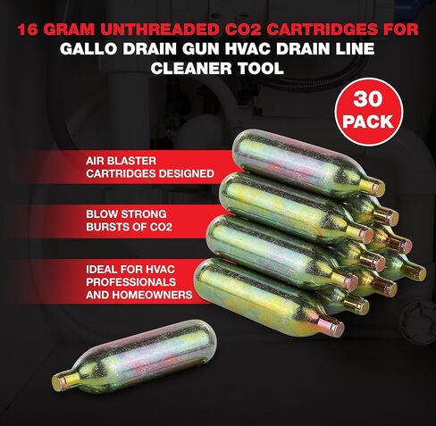 خراطيش ثاني أكسيد الكربون سعة 16 جرامًا غير مترابطة - لمنظف خط تيار متردد جالو استنزاف 30 عبوة in Kuwait