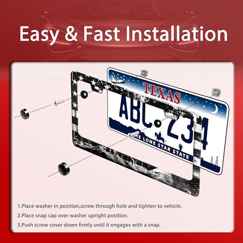 Flag American Flag Eagle Mountains لوحة ترخيص Frame Frants Funder Lucky Plate Accessories Stainless Steel Accessories Cars Decor مع 2 فتحات براغي تناسب إطارات لوحة الترخيص الأمريكية CA القياسية 12.2 × 6 بوصة in Kuwait