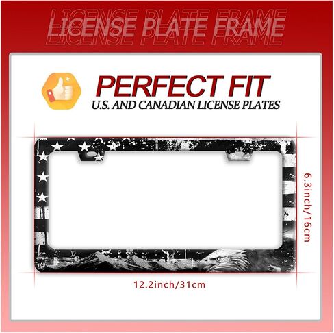 Flag American Flag Eagle Mountains لوحة ترخيص Frame Frants Funder Lucky Plate Accessories Stainless Steel Accessories Cars Decor مع 2 فتحات براغي تناسب إطارات لوحة الترخيص الأمريكية CA القياسية 12.2 × 6 بوصة in Kuwait