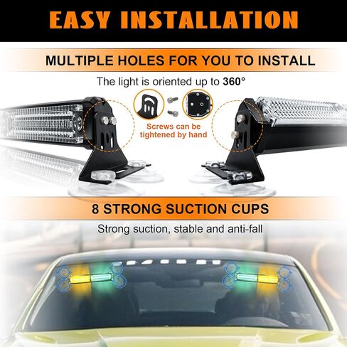 2 في 1 طوارئ شريط مرور مستشار مرور LED ، LED تحذير السلامة الأمامي/الزجاج الأمامي أضواء داش وميض خطر الطوارئ لضوء الطوارئ لمركبات الشاحنات (13.39 بوصة العنبر/الأخضر) in Kuwait