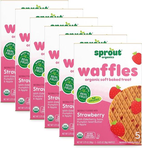 CoComelon Sprout Organic Baby Food Toddler Snacks, Oatmeal Chocolate Chip Wafflez, 50 Single Serve Waffles in Kuwait