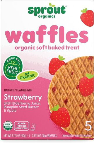 CoComelon Sprout Organic Baby Food Toddler Snacks, Oatmeal Chocolate Chip Wafflez, 50 Single Serve Waffles in Kuwait