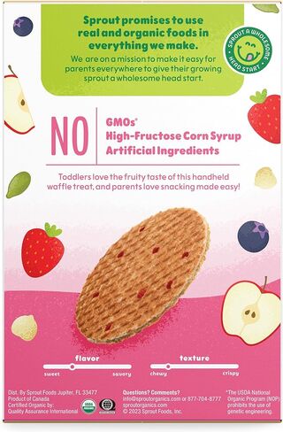 CoComelon Sprout Organic Baby Food Toddler Snacks, Oatmeal Chocolate Chip Wafflez, 50 Single Serve Waffles in Kuwait