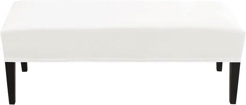OBCREAT Dining Bench Cover Stretch Velvet Bench Slipcovers Removable Anti-Dust Bench Seat Cushion Covers Upholstered Dining Chair Cover Bench Protector for Living Room Bedroom (White) in Kuwait