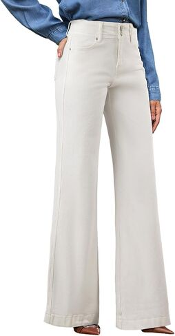 EVALESS Womens Jeans High Waisted Wide Leg Stretchy Baggy Denim Pants with Dual-Button Closure in Saudi Arabia