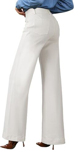 EVALESS Womens Jeans High Waisted Wide Leg Stretchy Baggy Denim Pants with Dual-Button Closure in Saudi Arabia