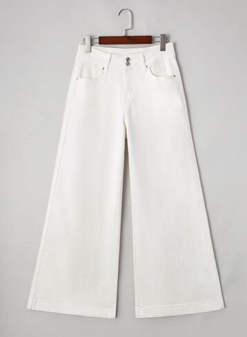 EVALESS Womens Jeans High Waisted Wide Leg Stretchy Baggy Denim Pants with Dual-Button Closure in Saudi Arabia