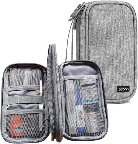 Double Layer Diabetic Supplies Medical Bag Travel Case Storage Box for Diabetes Testing Kit, Glucose Meters, Lancing Device, Lancets, Pen Needles, Insulin Syringes, Sticker, Alcohol Prep Pads (Black) in Kuwait