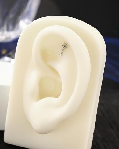 الحد الأدنى من النجمة G23 الصلبة في الأقطار الغضروف من التيتانيوم ، مسمار ، 16G Helix Lebe أقراط مسطحة الظهر ، وخيط خيط Helix Rook Jewelry Internally in Kuwait