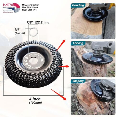 OBA Wood Carving Disc Set 3 PCS 4-1/2" Wood Grinding Wheel Sets with 7/8" Arbor for Angle Grinder Grinding and Polishing in Saudi Arabia