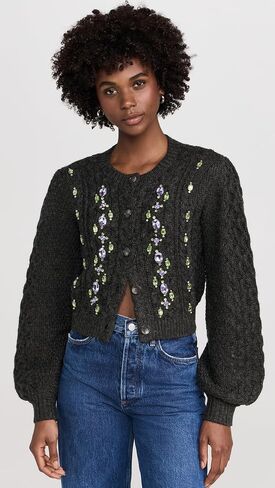 Cinq à Sept Women's Joelle Embellished Cable Cardigan in Saudi Arabia