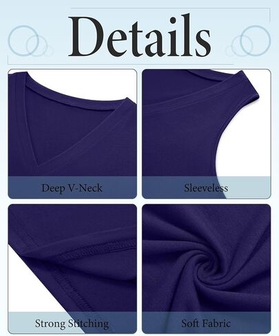 3 Pack Women's Plus Size V Neck Tank Tops Sleeveless Loose Fit Summer Tees Casual Trendy Basic T-Shirts Flat Hem in Saudi Arabia