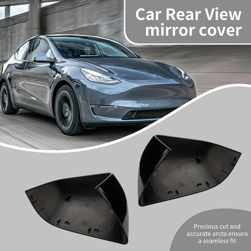 Compatible with Tesla Model Y Side Mirror Cover Replacement 2020-2024, Right Passenger Pearl Door Rearview Mirror Cover Caps,Compatible with 2020 2021 2022 2023 2024 Tesla Model Y Accessories(White) in Saudi Arabia