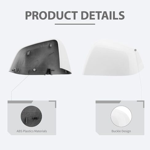 Compatible with Tesla Model Y Side Mirror Cover Replacement 2020-2024, Right Passenger Pearl Door Rearview Mirror Cover Caps,Compatible with 2020 2021 2022 2023 2024 Tesla Model Y Accessories(White) in Saudi Arabia