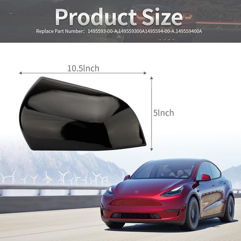 Compatible with Tesla Model Y Side Mirror Cover Replacement 2020-2024, Right Passenger Pearl Door Rearview Mirror Cover Caps,Compatible with 2020 2021 2022 2023 2024 Tesla Model Y Accessories(White) in Saudi Arabia