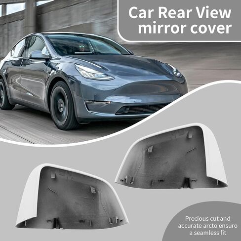 Compatible with Tesla Model Y Side Mirror Cover Replacement 2020-2024, Right Passenger Pearl Door Rearview Mirror Cover Caps,Compatible with 2020 2021 2022 2023 2024 Tesla Model Y Accessories(White) in Saudi Arabia