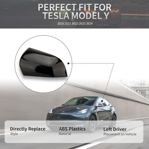 Compatible with Tesla Model Y Side Mirror Cover Replacement 2020-2024, Right Passenger Pearl Door Rearview Mirror Cover Caps,Compatible with 2020 2021 2022 2023 2024 Tesla Model Y Accessories(White) in Saudi Arabia