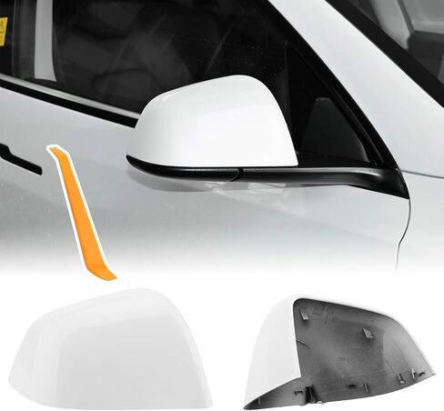 Compatible with Tesla Model Y Side Mirror Cover Replacement 2020-2024, Right Passenger Pearl Door Rearview Mirror Cover Caps,Compatible with 2020 2021 2022 2023 2024 Tesla Model Y Accessories(White) in Saudi Arabia