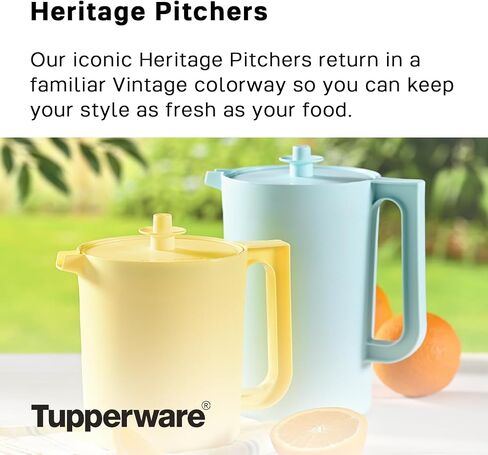 Tupperware Heritage Pitcher Set in Vintage Colors - Dishwasher Safe & BPA Free - (Set of 2) in Saudi Arabia