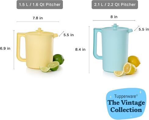 Tupperware Heritage Pitcher Set in Vintage Colors - Dishwasher Safe & BPA Free - (Set of 2) in Saudi Arabia