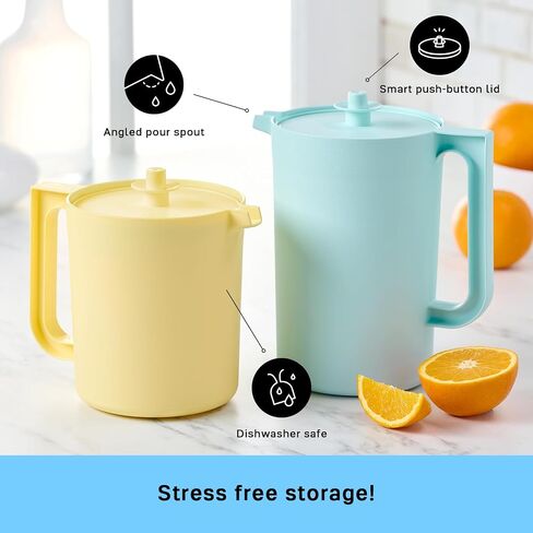 Tupperware Heritage Pitcher Set in Vintage Colors - Dishwasher Safe & BPA Free - (Set of 2) in Saudi Arabia