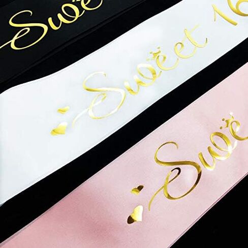 Sweet 16 Birthday Sash Ideal for Girls Sweet Sixteen 16th Birthday Party BS16 (3 Pcs-Set A) in Saudi Arabia