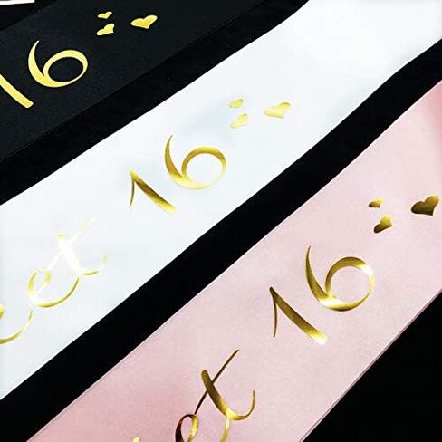 Sweet 16 Birthday Sash Ideal for Girls Sweet Sixteen 16th Birthday Party BS16 (3 Pcs-Set A) in Saudi Arabia