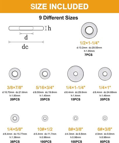 VIGRUE 304 Stainless Steel Flat Washers Set Washers Hardware Assortment 225 Pieces -15 Sizes M3 M4 M5 M6 M8 M10 M12 in Saudi Arabia