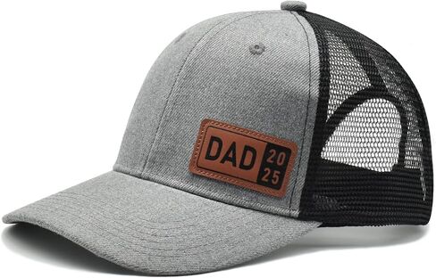 Dad Hat 2025, Gifts for New Dads, Leather Patch Adjustable Daddy Trucker Caps for Father's Day Birthday Gift in Saudi Arabia