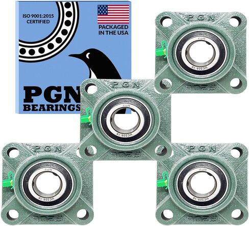 PGN UCF205-16 Pillow Block Bearing - Pack of 4 Square Flange Mounted Pillow Block Bearings - Chrome Steel Bearings with 1" Bore - Self Alignment in Saudi Arabia
