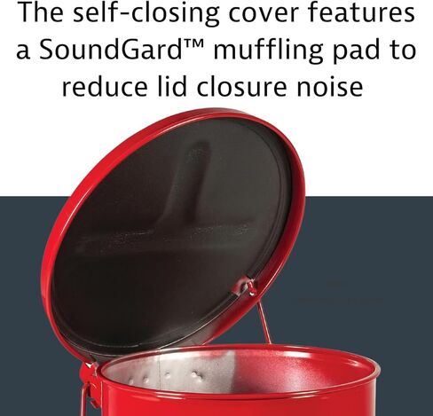 علبة نفايات زيتية من الفولاذ المجلفن Justrite 09410 مع غطاء يعمل يدويًا، سعة 0.45 جالون، أحمر in Kuwait